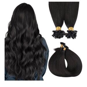 MAXITA U Tip Hair Extensions Human Hair, Natural Black Hair